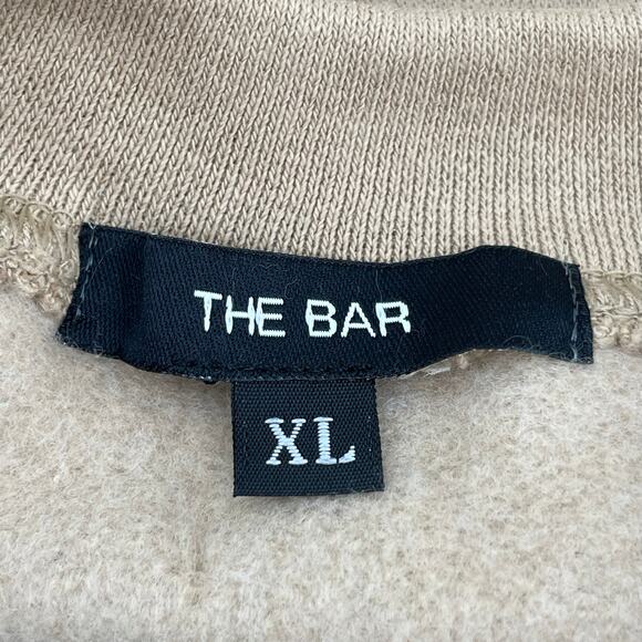 The Bar Varsity Sweatshirt Camel Tan White Oversized Crewneck Pullover Size XL - Picture 5 of 9